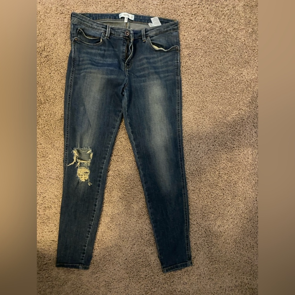 Mango Uptown skinny  Distressed Blue Jeans